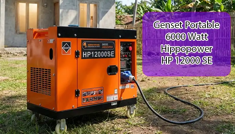Genset Portable 6000 Watt Hippopower HP 12000 SE
