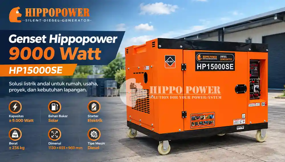 Mengenal Genset Hippopower 9000 Watt untuk Rumah, Usaha, dan Kebutuhan Lapangan